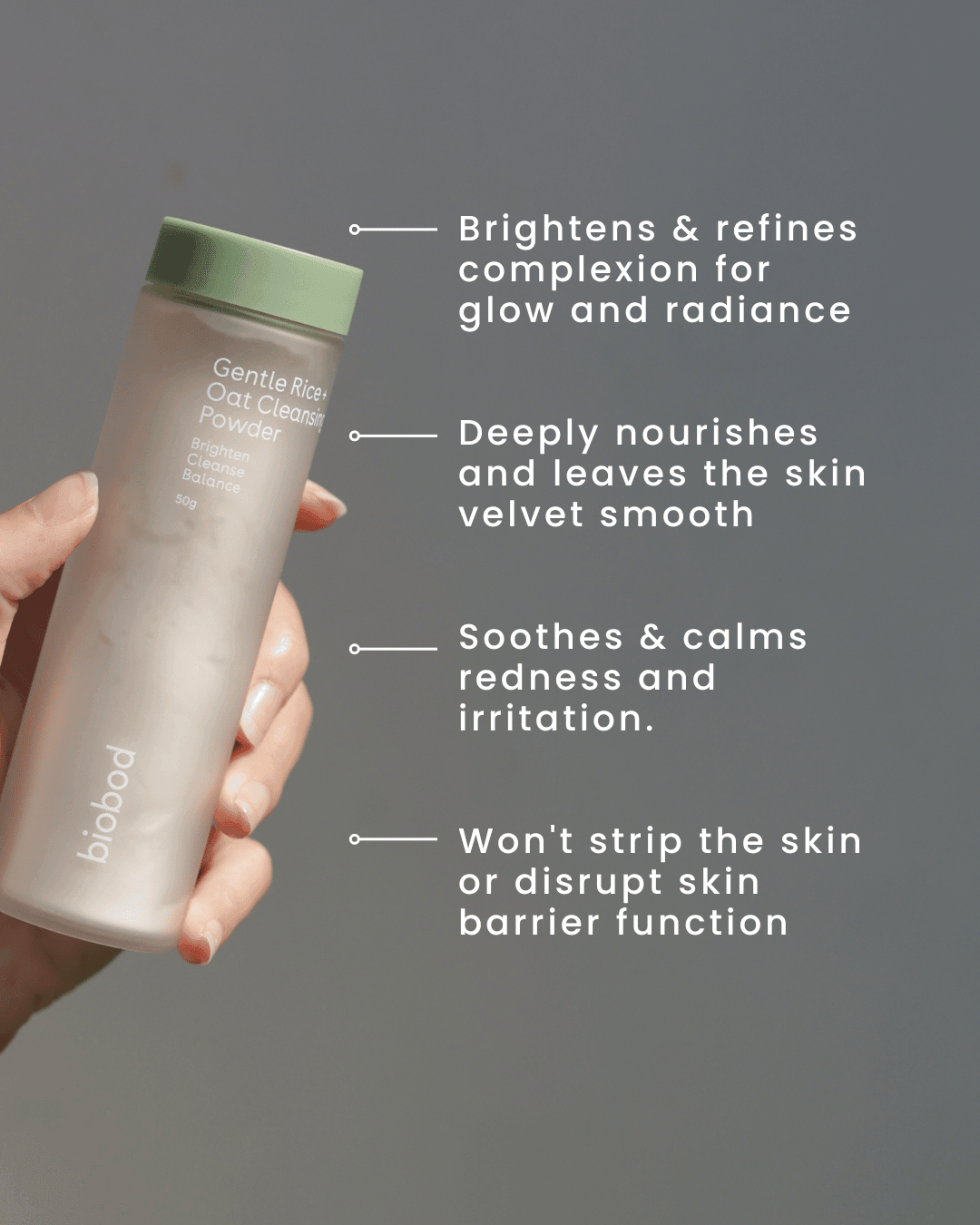 Best powder cleanser benefits Gentle Rice & Oat Cleansing Powder 50g - biobod