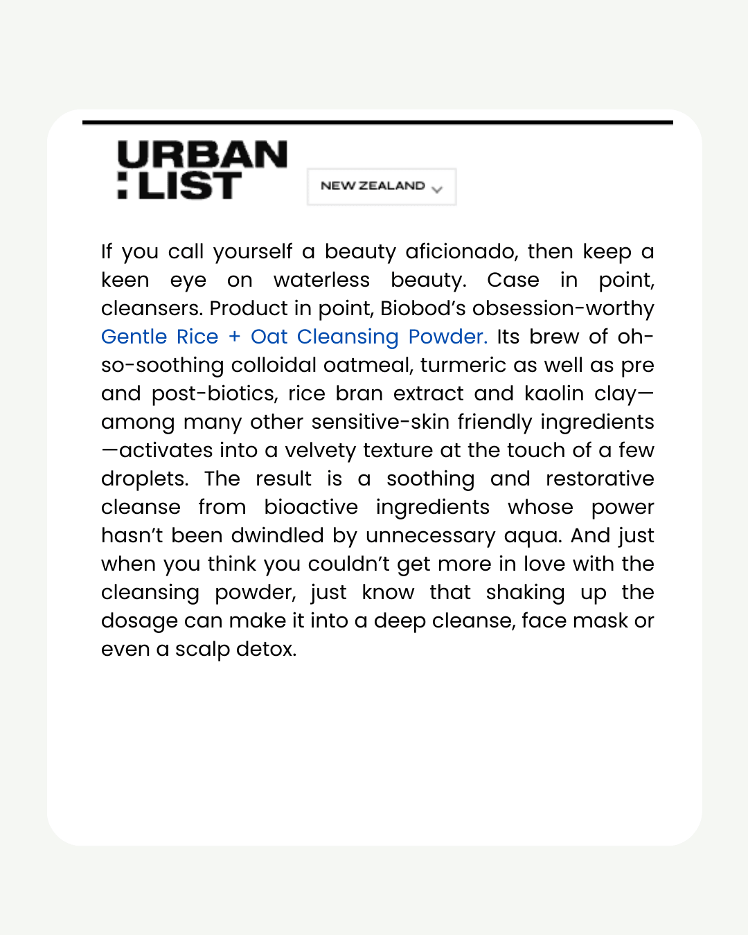 Gentle Rice & Oat Cleansing Powder 50g - biobod