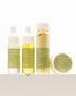 Set of skincare sample sets products including serum, oil, powder, and balm on a white background